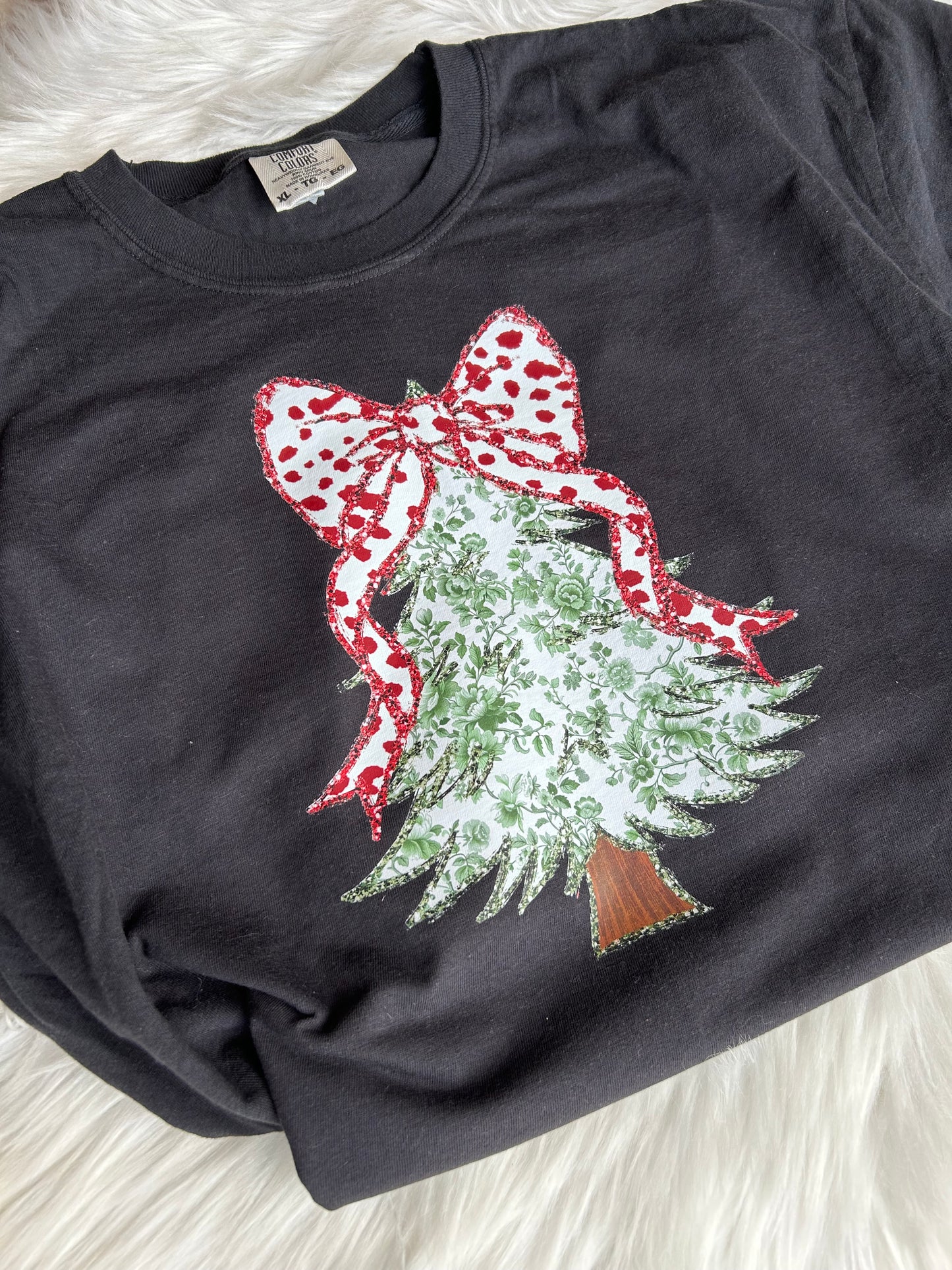 Red + Green Coquette Tree tee