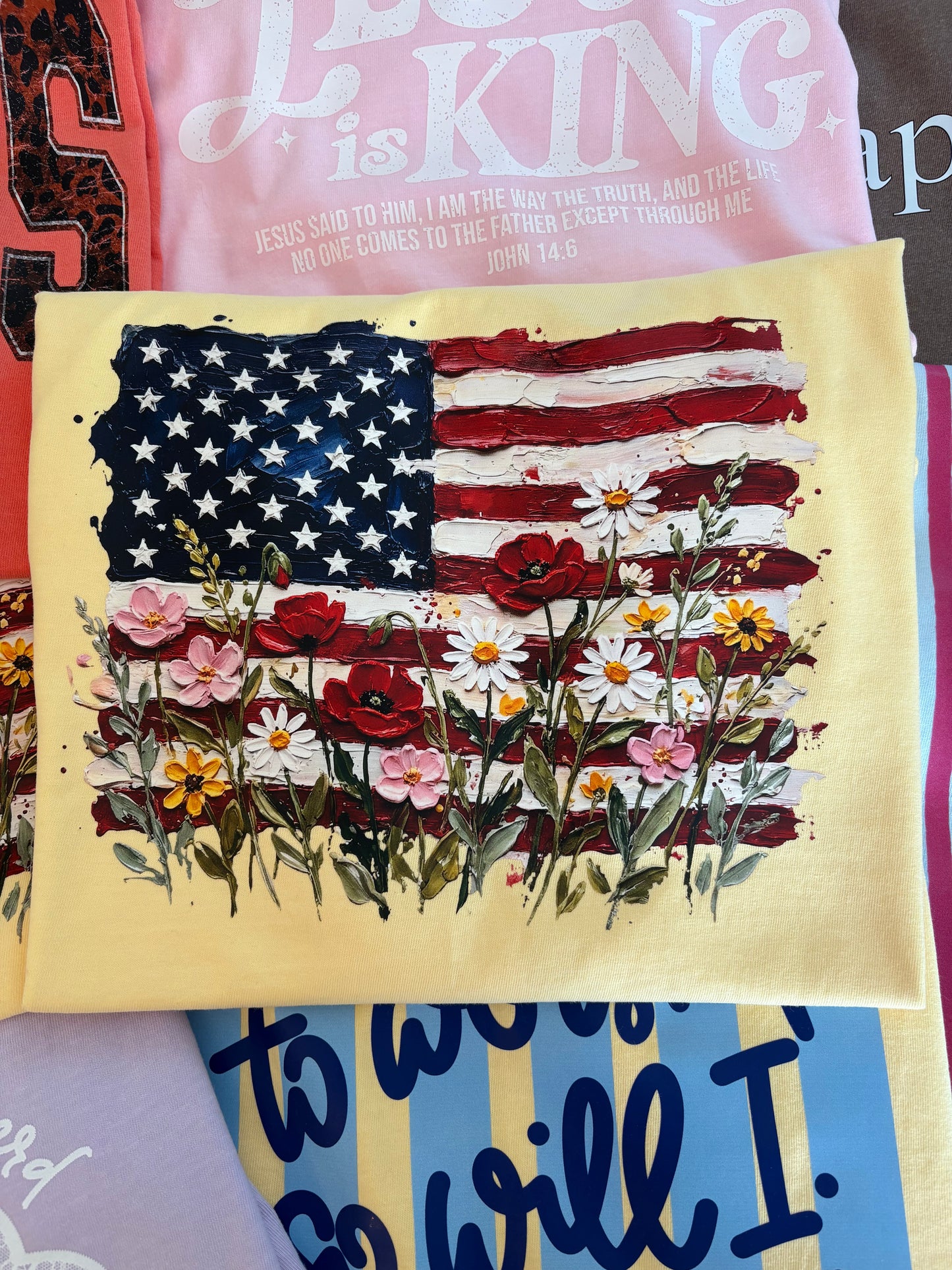 Floral American Flag Tee